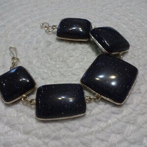 Sparkling BLUE SUNSTONE Handmade Sterling 925 Bracelet Size 6 1/4" #751C